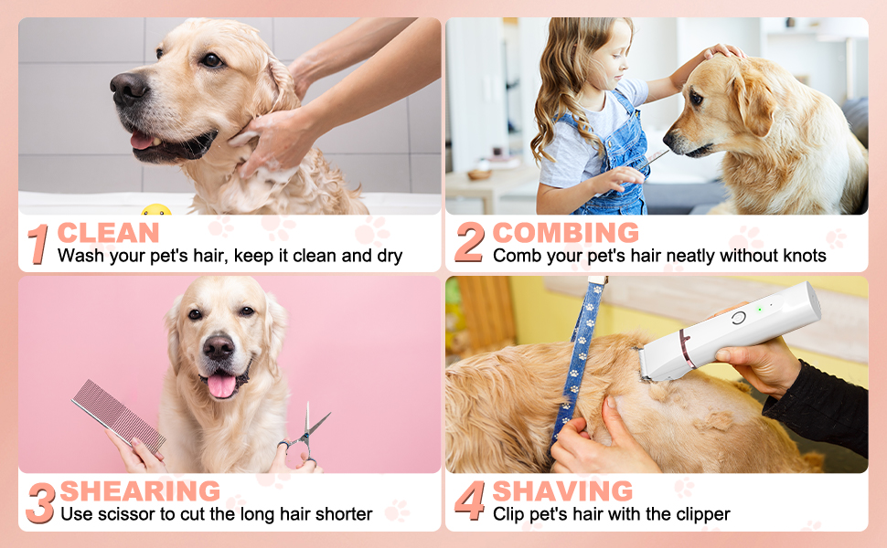 Машинка для стрижки собак Leise, 4 в 1: стрижка тіла, обличчя, вух, подушечок лап. Ідеально для собак та котів.