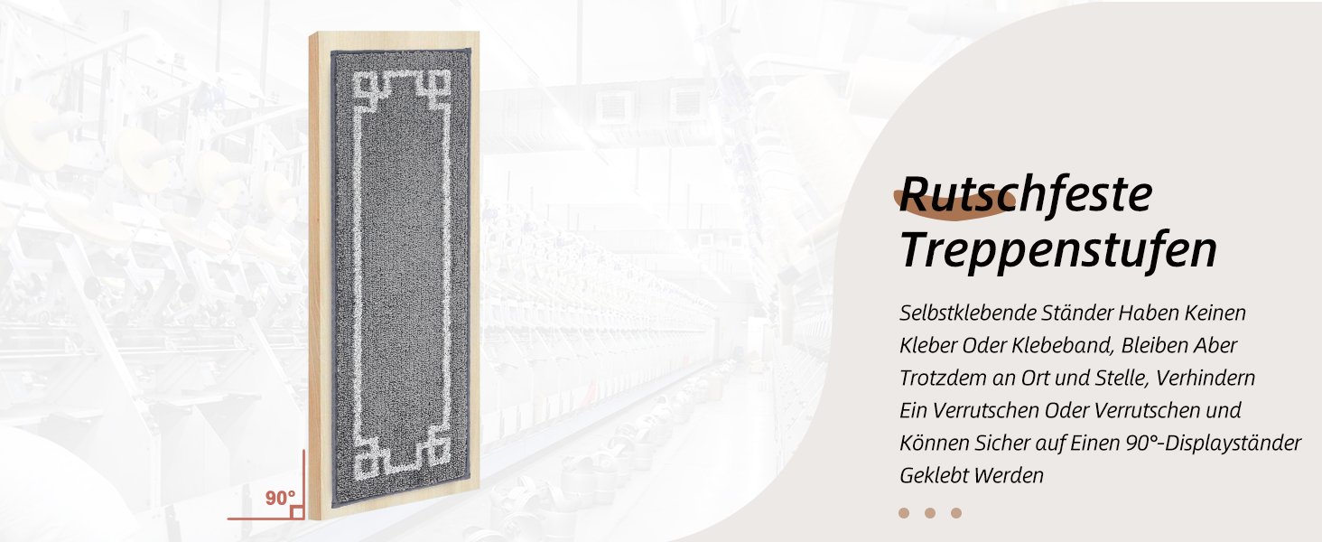 Килимочки на сходи BEQHAUSE, комплект 15 шт. Самоклеючі килимки на сходи для дітей, літніх людей та домашніх тварин, 100% поліестер, TPE-підкладка, 22x70 см (Сірий)