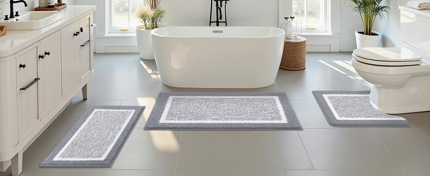 Килимок для ванної кімнати SHACOS: неслизький, м'який, швидковисихаючий, 50x80 см, сірий