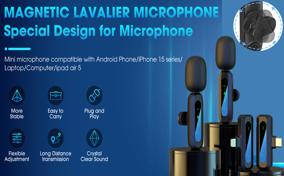 Мікрофон-захоплення Lavalier для Android/iPhone: Безшумна якість звуку для TikTok, YouTube, Vlog, Podcast