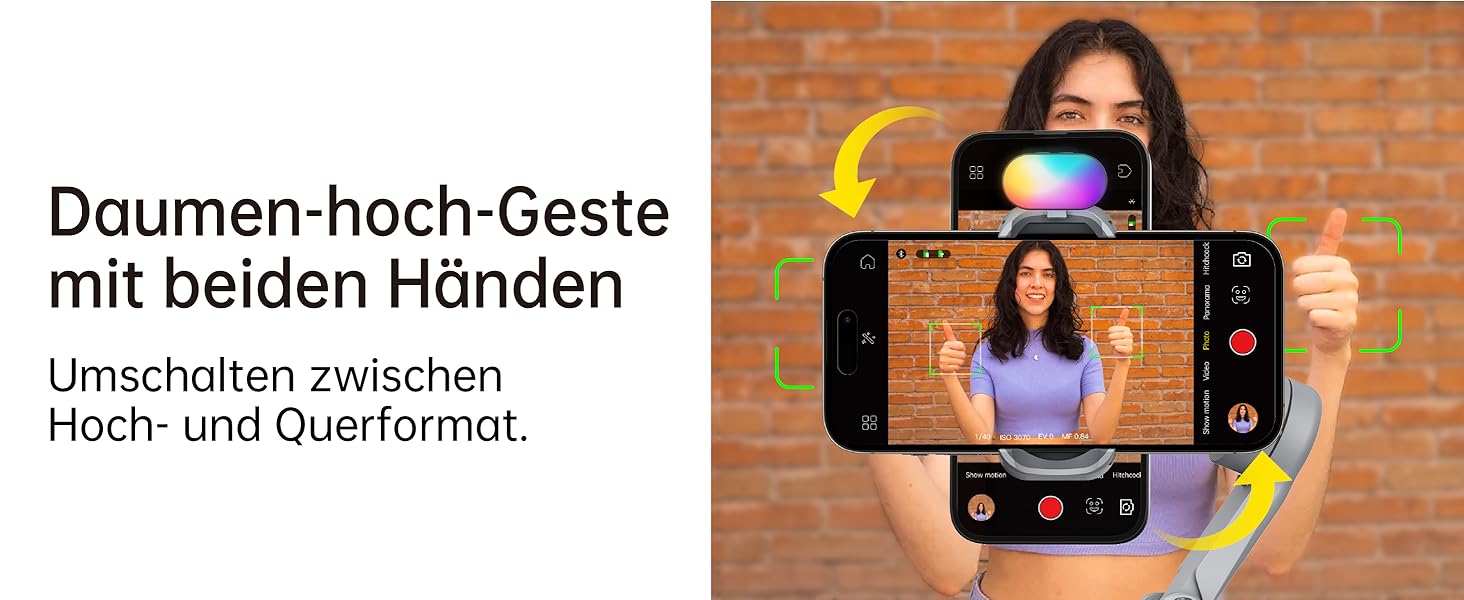 Стабілізатор для смартфона AOCHUAN 3-осьовий з RGB-підсвічуванням, для iPhone/Android, з функцією трекінгу обличчя, комплект Smart X Pro (Сірий)