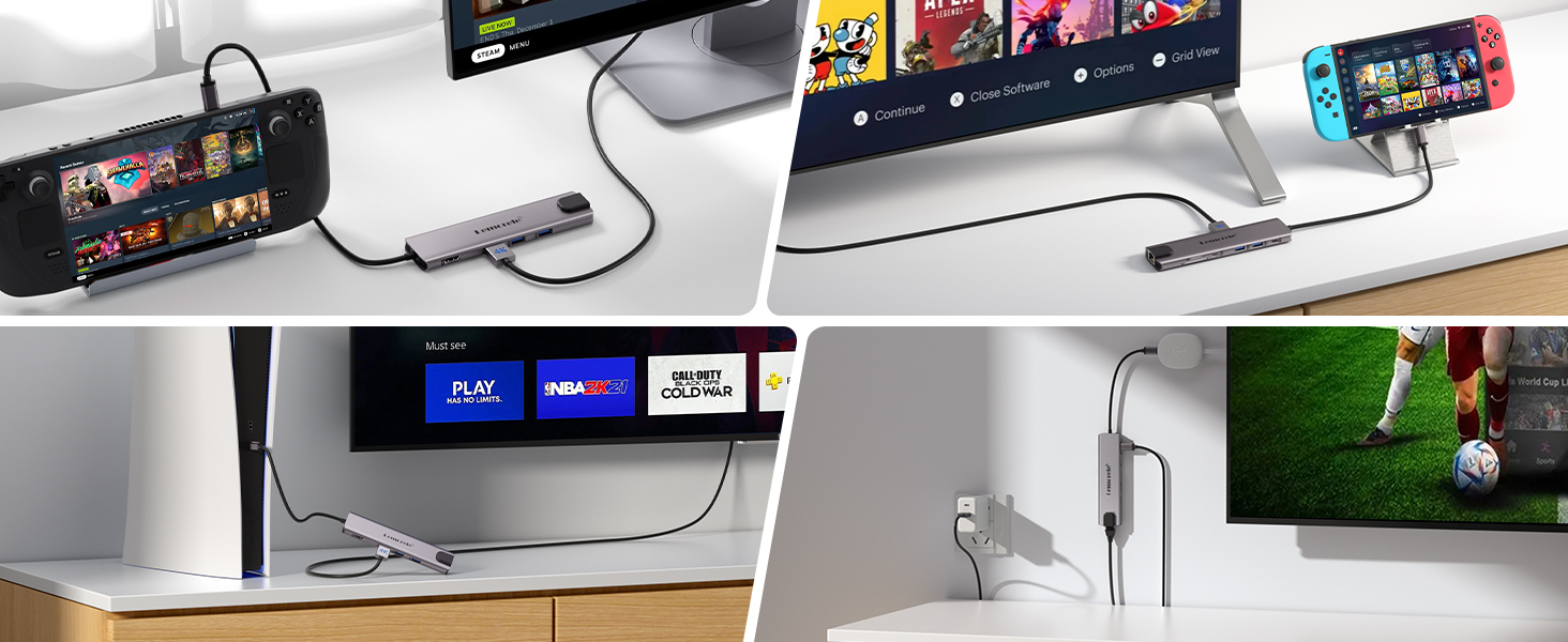 Док-станція USB-C з хабом: 2 HDMI, Gigabit Ethernet, 4 USB A, USB C 3.0, PD 100W, SD/TF, 1000Mbps RJ45, адаптер для Macbook, Lenovo, HP, Dell, Surface. Підтримка 2 моніторів