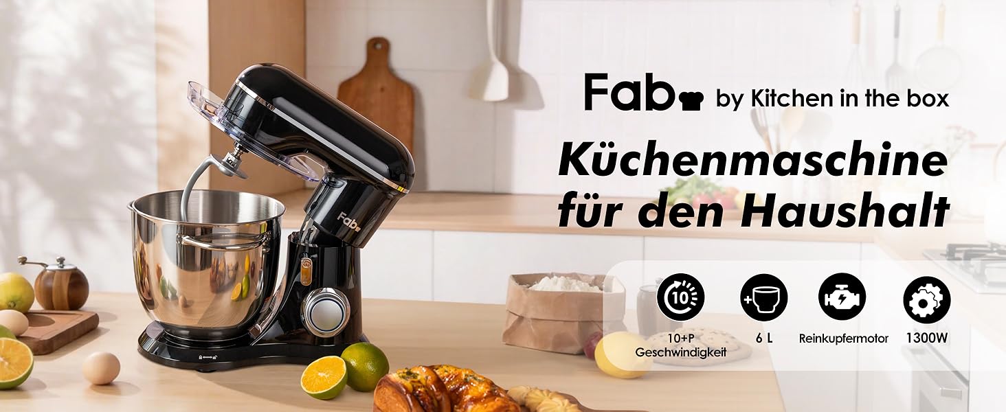 Кухонний комбайн Kitchen in the box, планетарний міксер з чашами 4,5 л та 5 л, 1300 Вт, 10+ швидкостей, набір насадок (гак, міксер, вінчик)