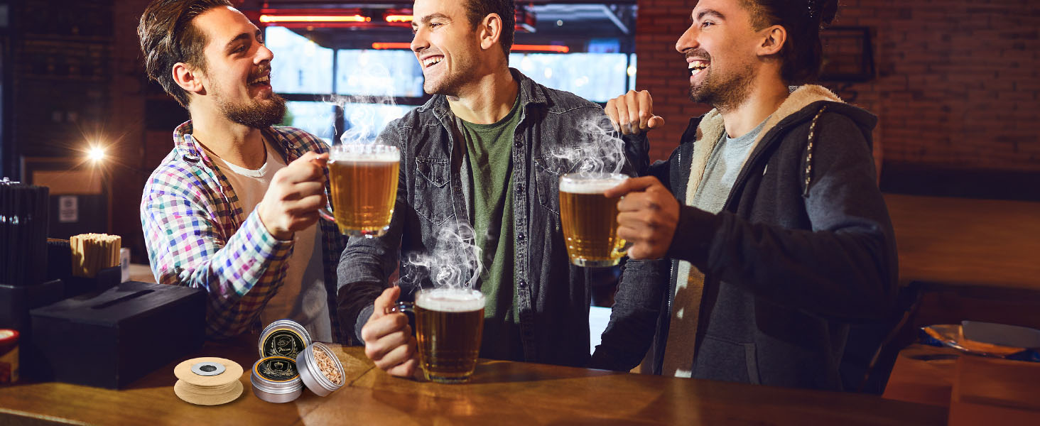 Набір для копчення коктейлів CWLAKON, для віскі, бурбон, Old Fashioned. Комплект з 6 дерев'яними чіпсами. Подарунок для чоловіків