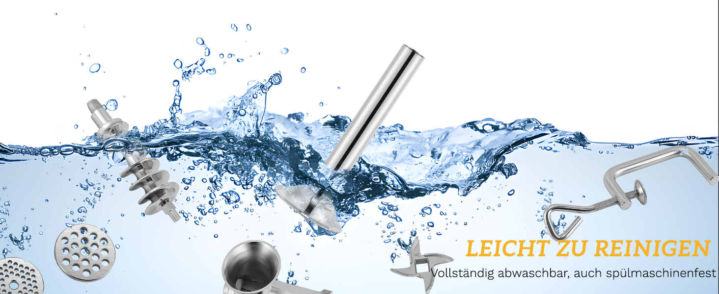 М'ясорубка ручна Hanchen з нержавіючої сталі з присоскою, насадка для ковбас, 2 диски, подрібнювач овочів - професійна