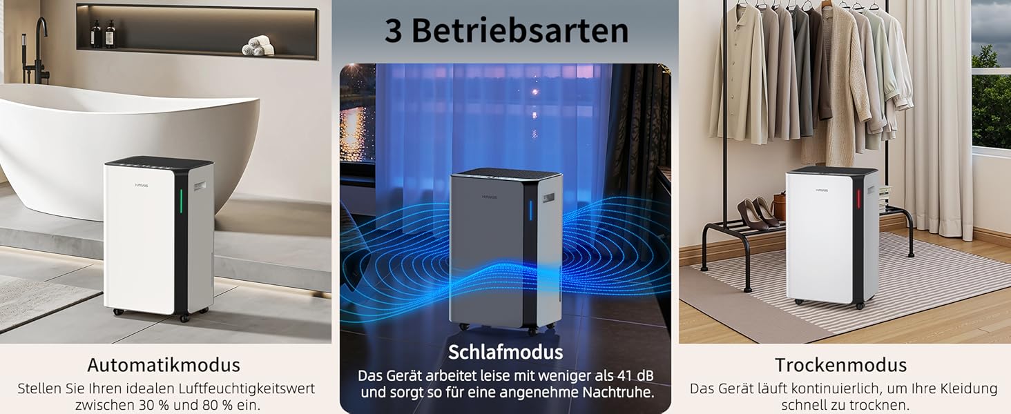 Електричний осушувач повітря HUMILABS 20L з Wi-Fi, для приміщень до 60м², з гофрованим шлангом, 4.5л бак, 3 режими, таймер, білий