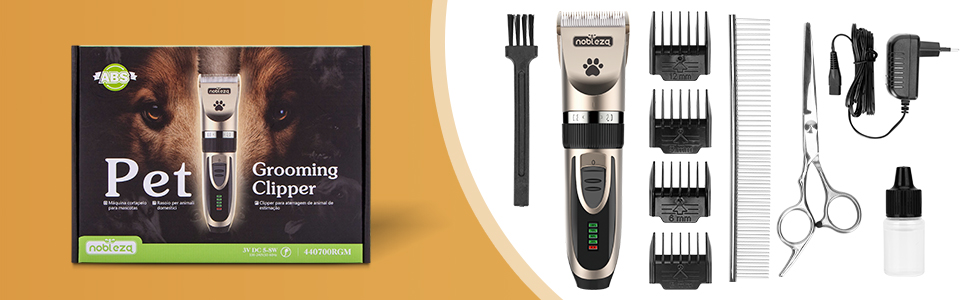 Професійна машинка для стрижки собак Nobleza: набір для грумінгу, тиха бездротова акумуляторна машинка для собак та котів