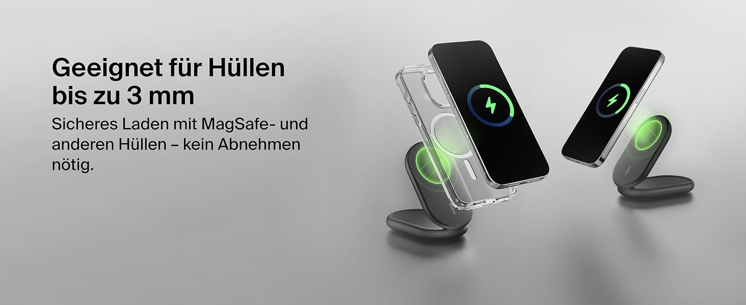 Belkin BoostCharge: Бездротовий зарядний пристрій з магнітним кріпленням Qi2, 15 Вт, сумісний з MagSafe для iPhone 17, Air, 16, 15, 14, 13, 12, Pixel, з функцією підставки – Чорний