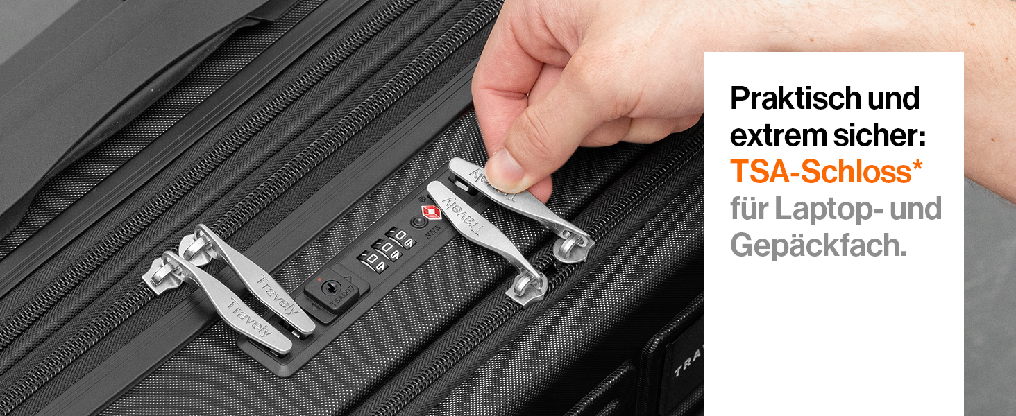 Чемодан Travely з полікарбонату, 77 см, XL, 100 л - міцний валіза з TSA замком та відділом для ноутбука (55x40x23 см), колір: чорний