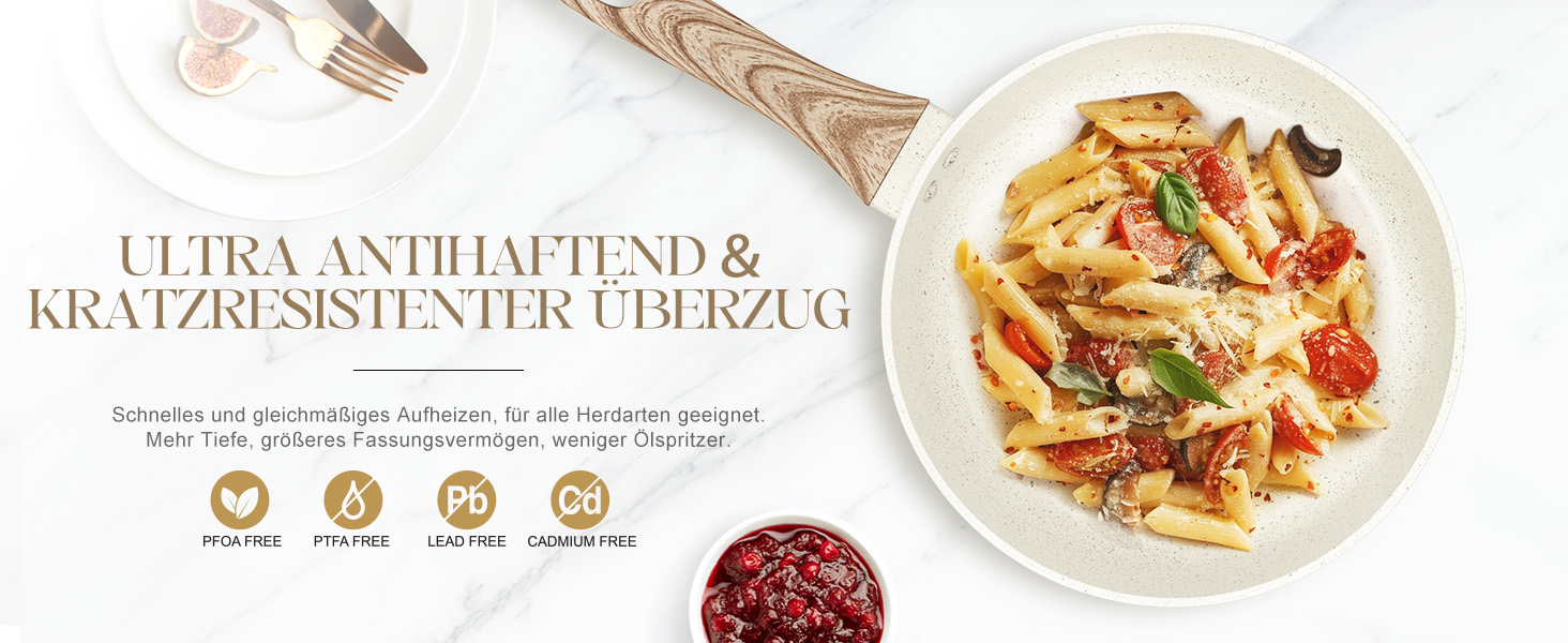 Сковорода з антипригарним покриттям Michelangelo з кришкою 28 см, глибока сковорода з кришкою, сковорода для тушкування 28 см, індукційна сковорода з антипригарним покриттям з м'якою бакелітовою ручкою, підходить для індукційних плит, чорна