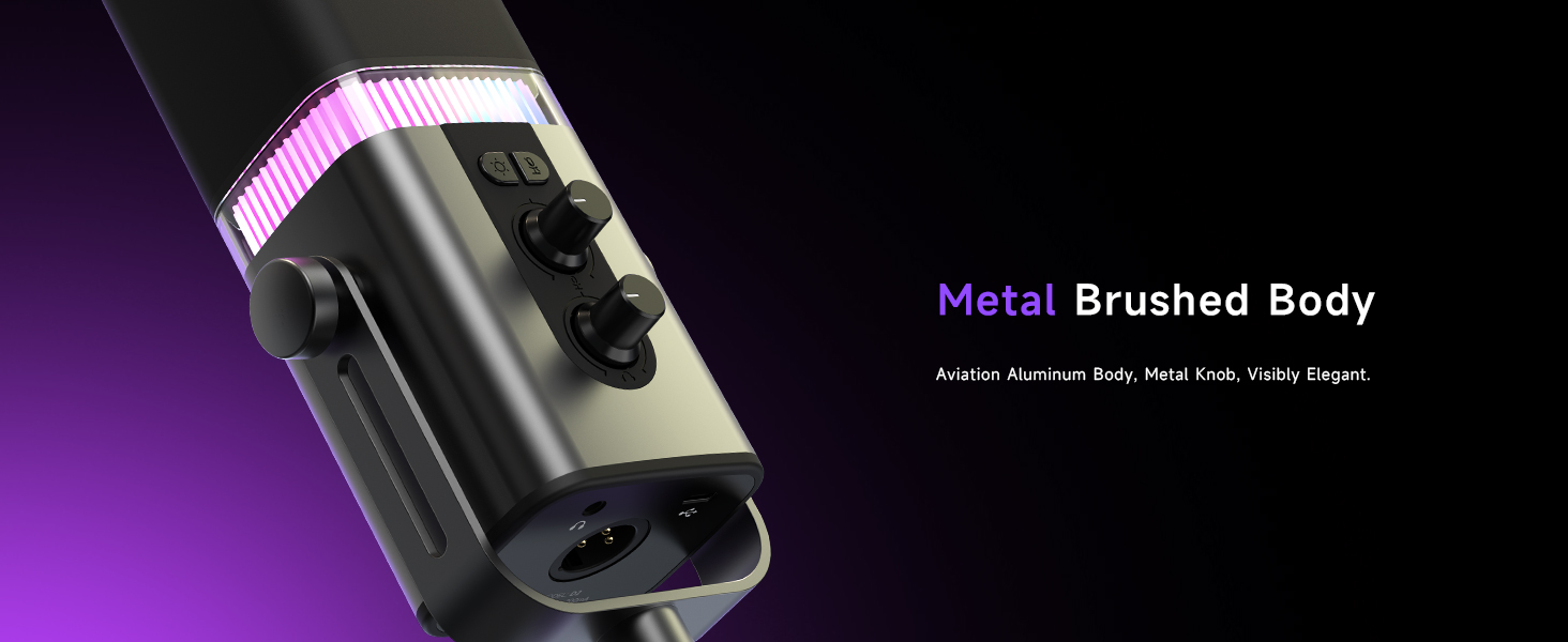 Професійний USB/XLR мікрофон Mailangshi для подкастів, стрімінгу та ігор з RGB підсвіткою та металевим корпусом