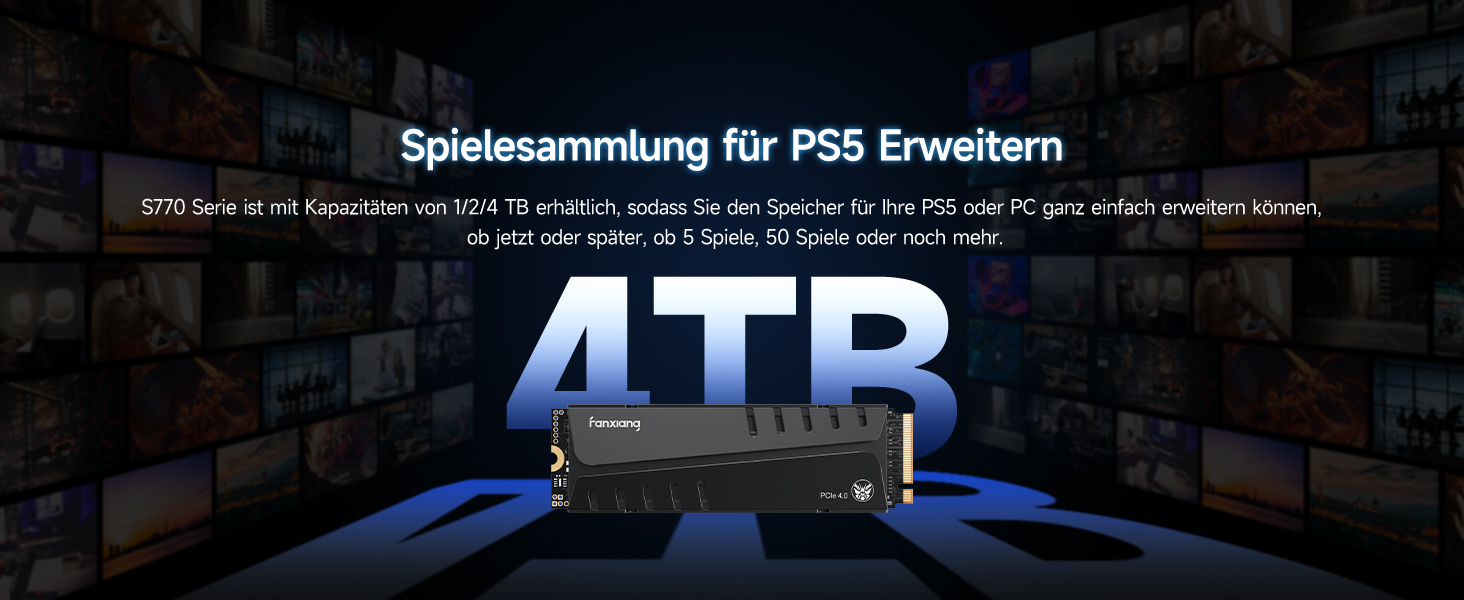 SSD накопичувач Fanxiang M2 2TB NVMe PCIe 4.0 з радіатором - 7400 МБ/с, 6800 МБ/с, для геймінгу та відеомонтажу