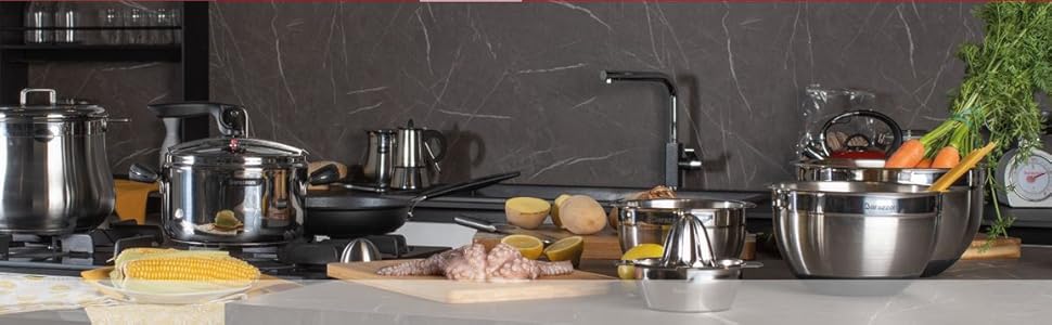 Скороварка Barazzoni Basic 7 л, 22 см, нержавіюча сталь, Італія