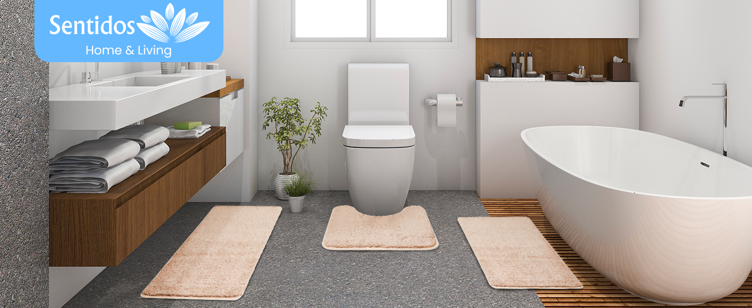 Килимок для ванної Sentidos Vorleger Beige 50x50 см: м'який, водопоглинаючий, з антиковзаючою поверхнею