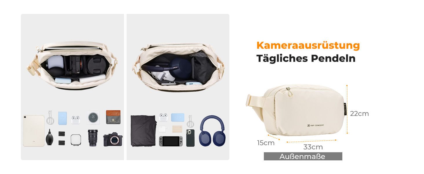 Сумка для камери K&F Concept Beige (M) - рюкзак, сумка через плече для фотографів, сумісна з Canon/Nikon/Sony/DJI Mavic