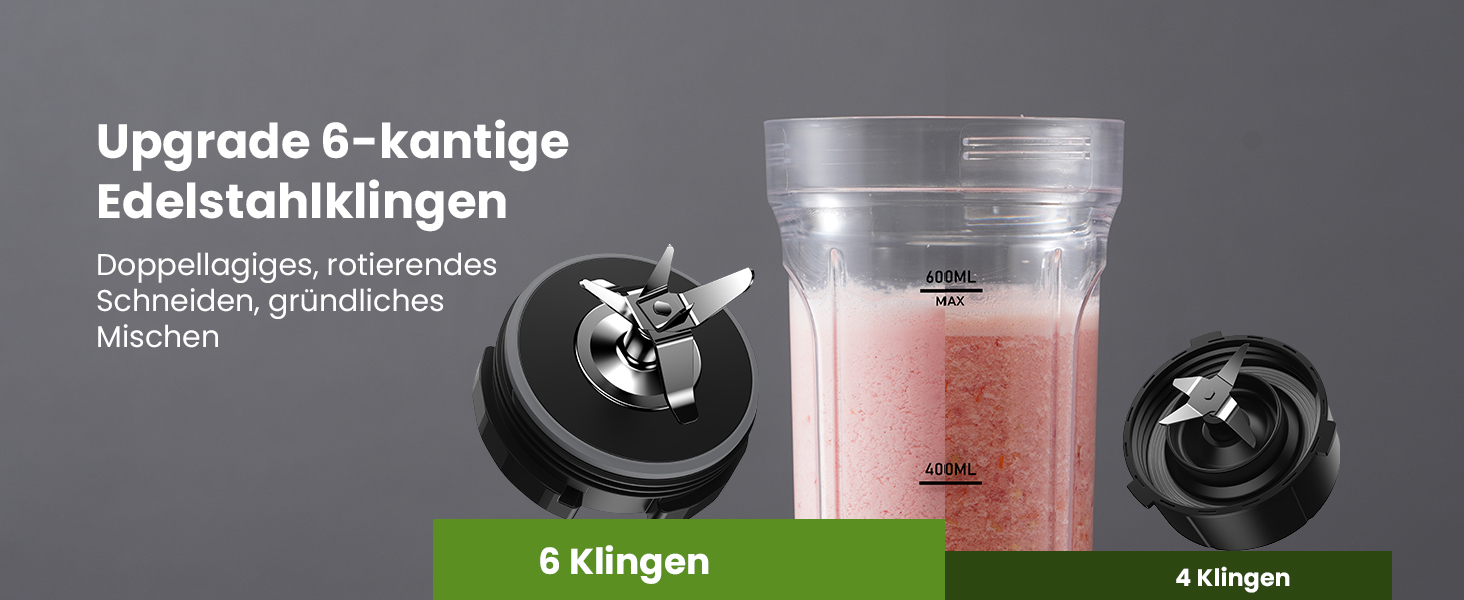 Блендер SHARDOR StandMixer HB-J666: 900W, 2 пляшки по 700мл, нержавіюча сталь, 6-лопатевий ніж, BPA Free, для смузі, шейків та соків