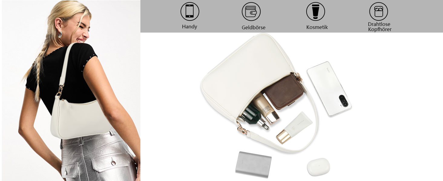 Жіноча сумка Kleine Handtasche: чорна сумка через плече з PU-шкіри, знімний ланцюжок, 26x7x15 см