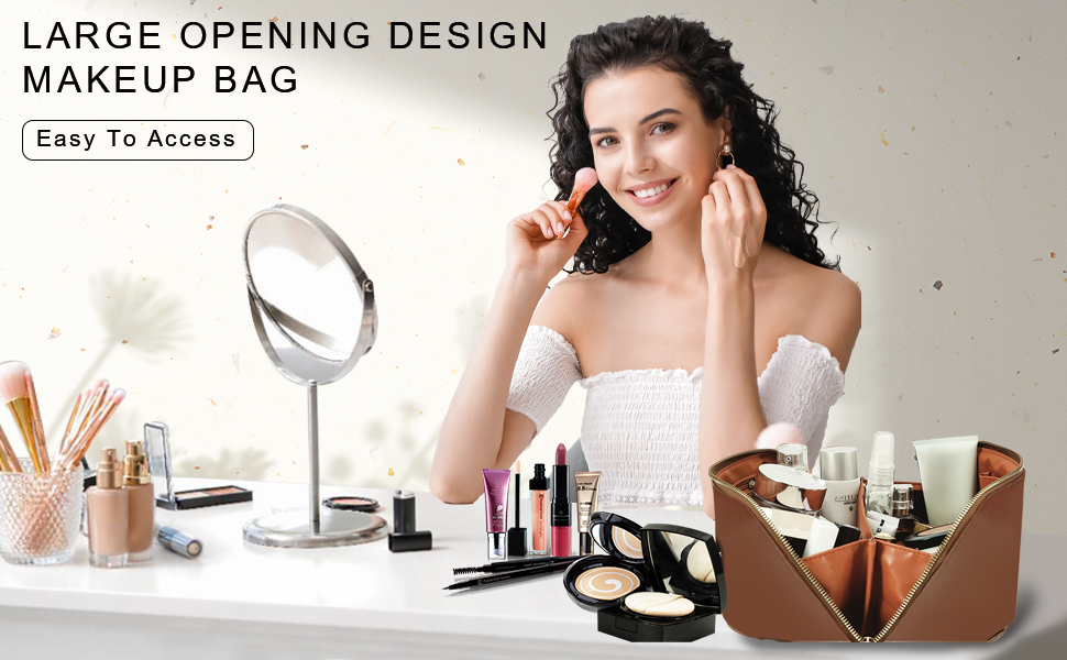 Косметичка для подорожей жіноча, велика, з PU шкіри, органайзер для макіяжу та косметики, beauty case для подорожей