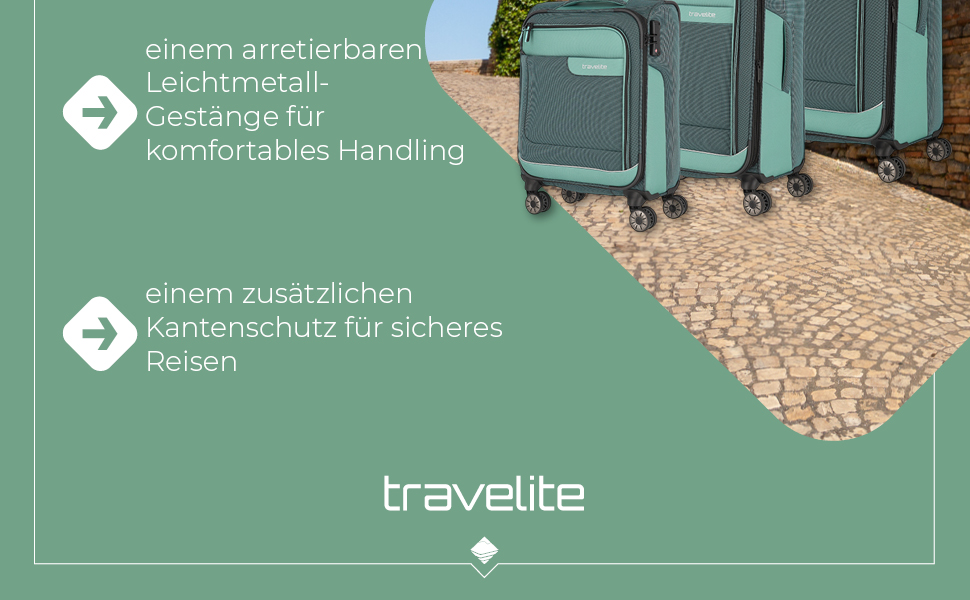 Валіза Travelite VIIA L на 4 колесах, м'яка, з переробленого матеріалу, розширювана, з захистом кутів, 77 см, 91-103 л