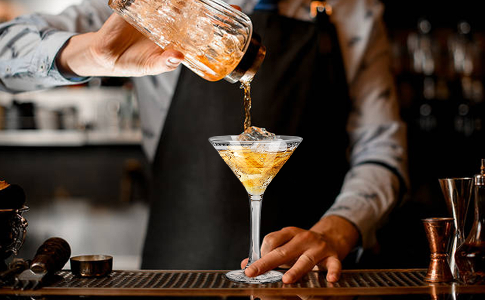 Набір келихів Мартіні, 4 шт, 180 мл, кришталеве скло, без свинцю. Ідеально для коктейлів, Мартіні, Маргаріти, вечірок та домашнього бару.