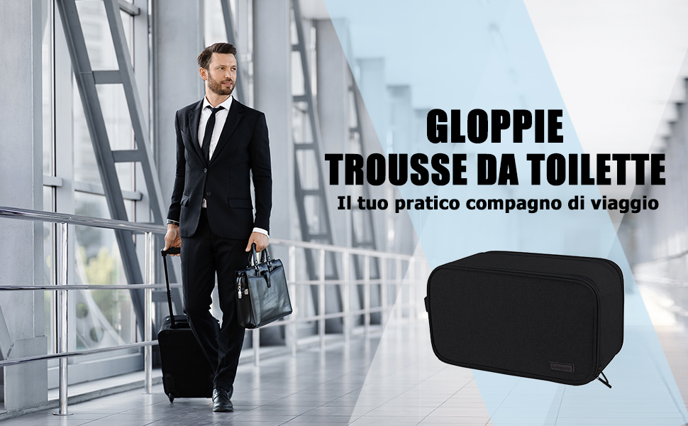 Дорожня косметичка Gloppie XXL 10л, водонепроникна сумка для гігієни з відділенням для мокрих речей, чорна, унісекс