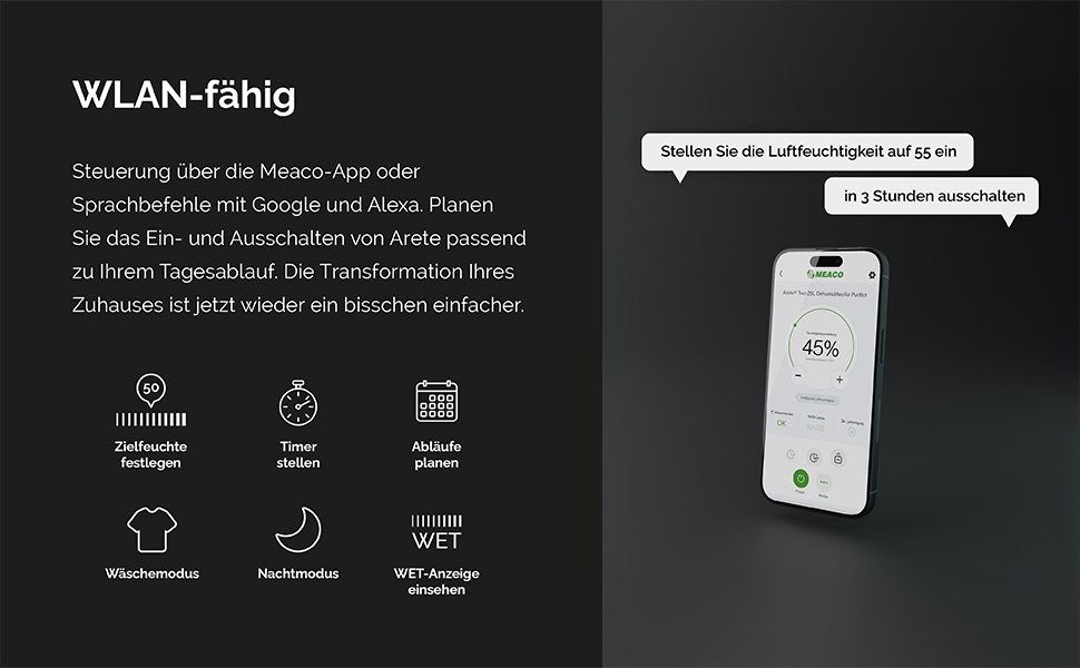 Зволожувач повітря MeacoDry Arete One 6L з очищувачем повітря | Тихий (32 dB), HEPA-фільтр H13, 1.8L резервуар, для спалень та квартир