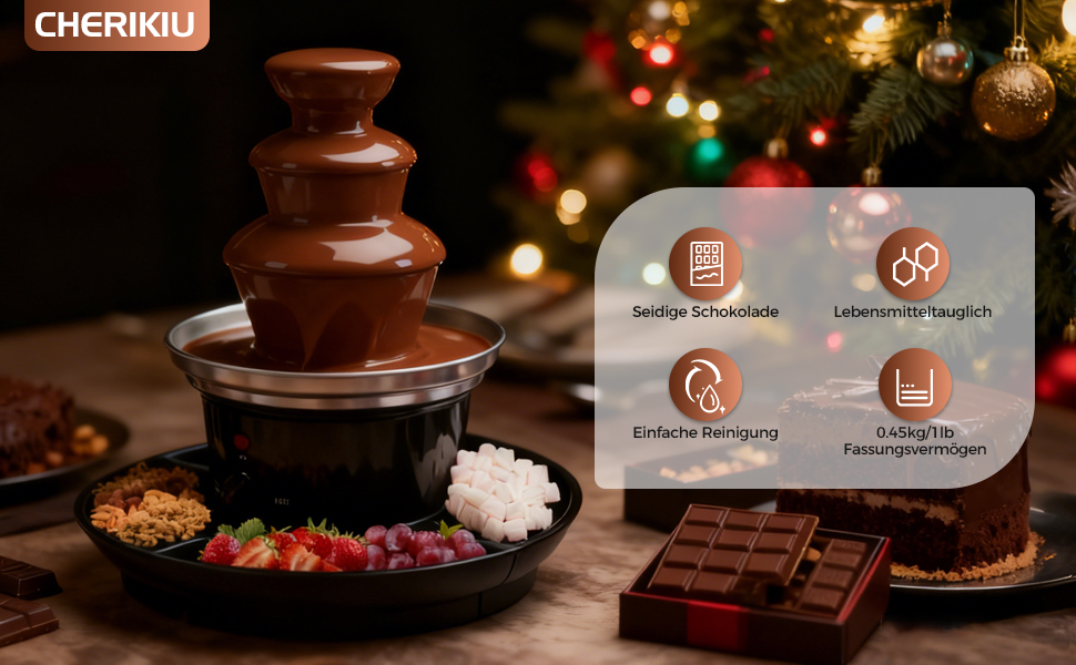 Електричний шоколадний фонтан на 3 яруси з функцією плавлення, 40W, ємність 0.45 кг, з нержавіючої сталі, для вечірок, днів народжень, весіль