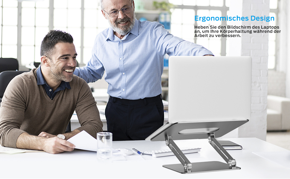Adjustable Aluminum Laptop Stand - Ventilated Laptop Holder for 10-17 Inch Laptops - Compatible with MacBook, Dell, HP, Samsung, Acer
