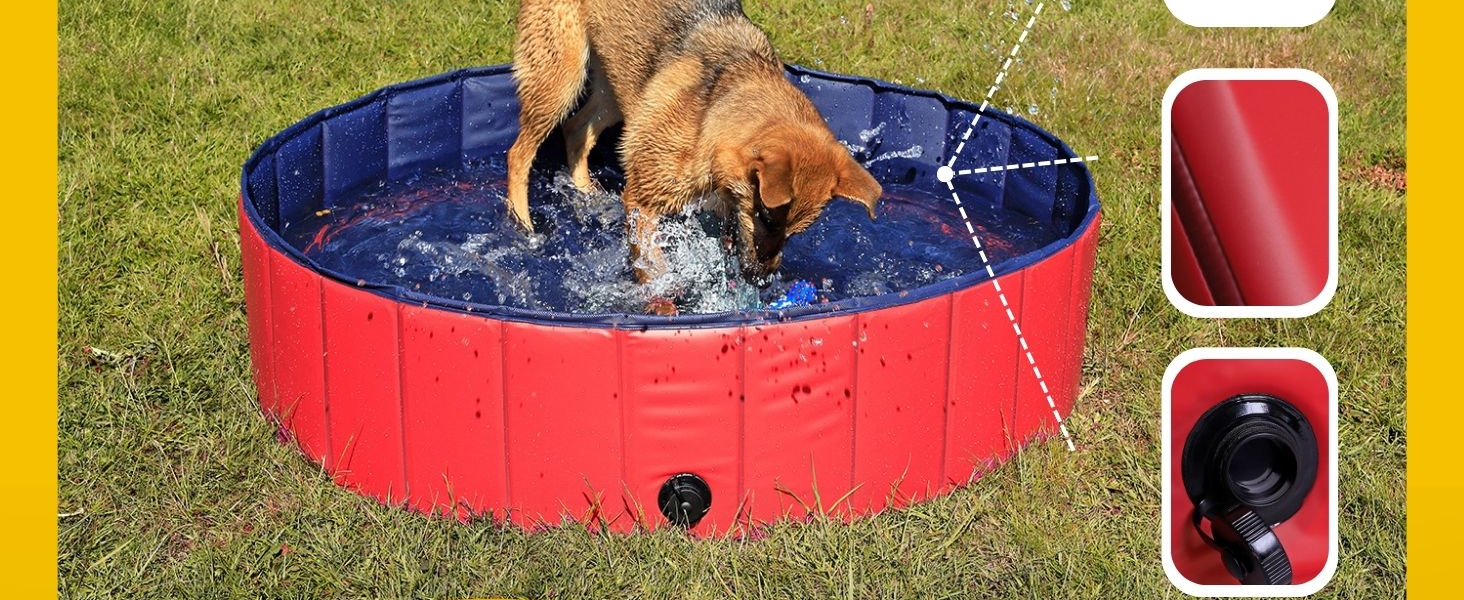 Дитячий надувний басейн Lionto для собак, Ø 80 см, 20 см, антиковзаюче покриття, зливний отвір, без насоса, синьо-червоний, S