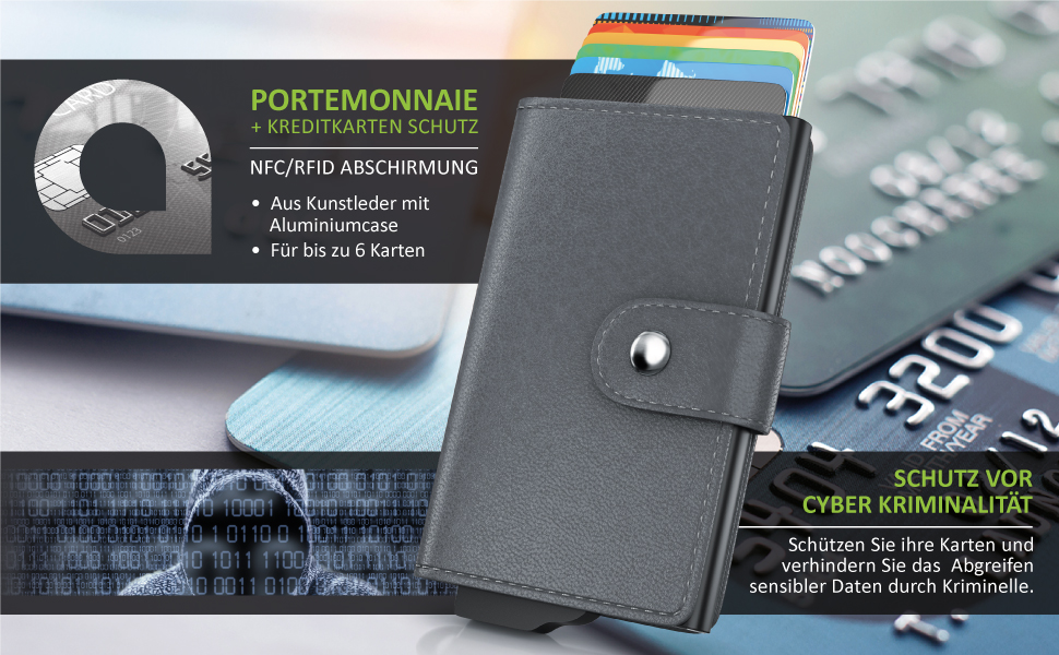 Криза для карт CSL RFID Blocker - захист від NFC/RFID - для 6 карт, компактний, чорний (Тип 2)