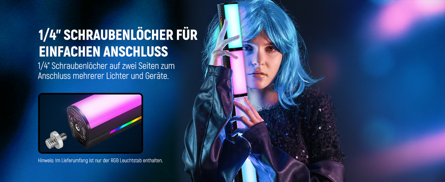 NEEWER LED відеосвітло з магнітним тримачем та штативом, RGB, 2500-8500K, 2500mAh, TL96RGB/TL97C (2 шт.)