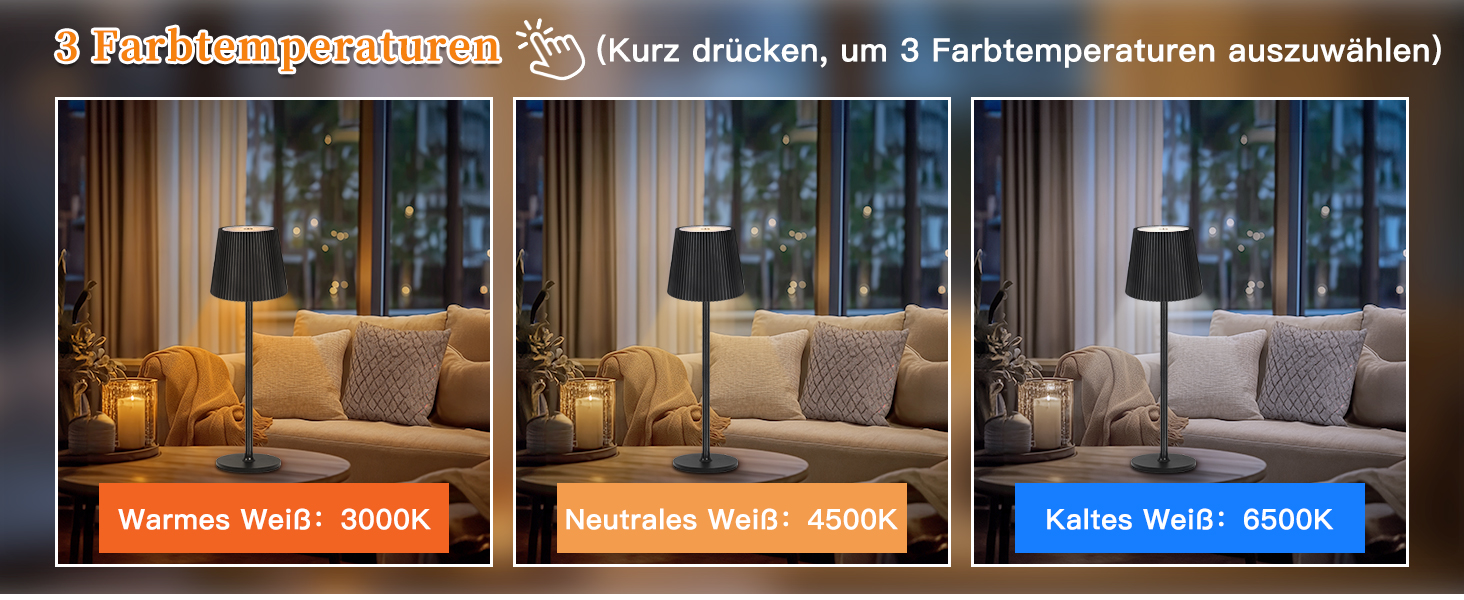 LED-лампа настільна бездротова диммируемая чорна з USB-C, сенсорна лампа з 3 колірними температурами, плавною регулюванням яскравості, регульованою висотою, IP54 вологостійка для внутрішнього/зовнішнього використання, чорна (нова версія)