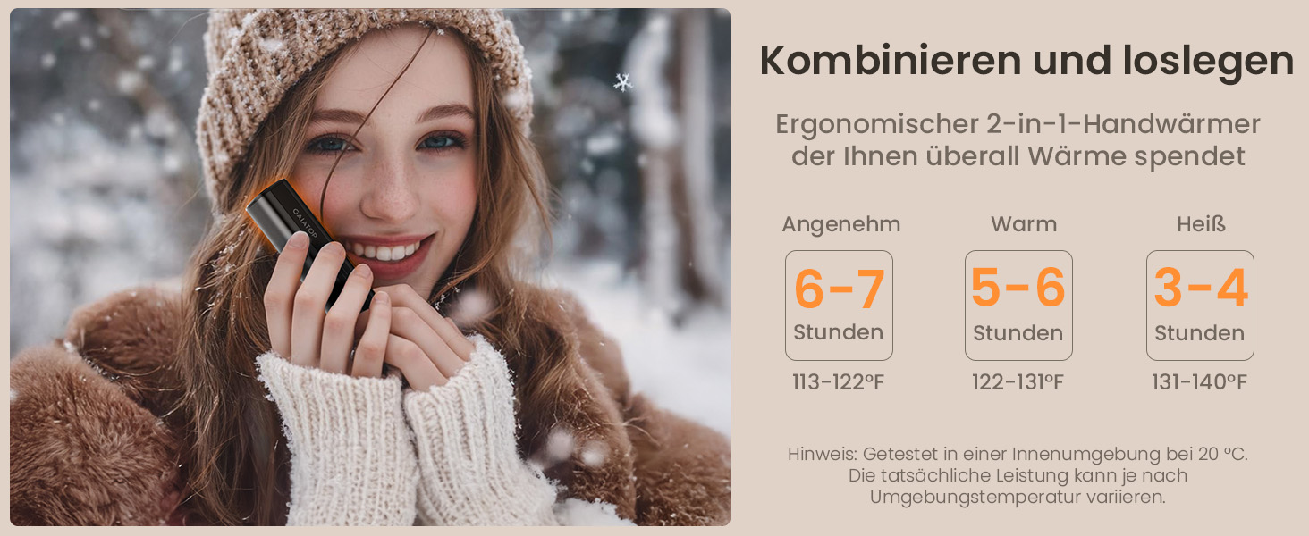 Електричний грієчка для рук Gaiatop 8000mAh з LED-ліхтариком, 2 шт. Магнітний, 3 температури, швидкий нагрів, для жінок, сім'ї, активного відпочинку, чорний