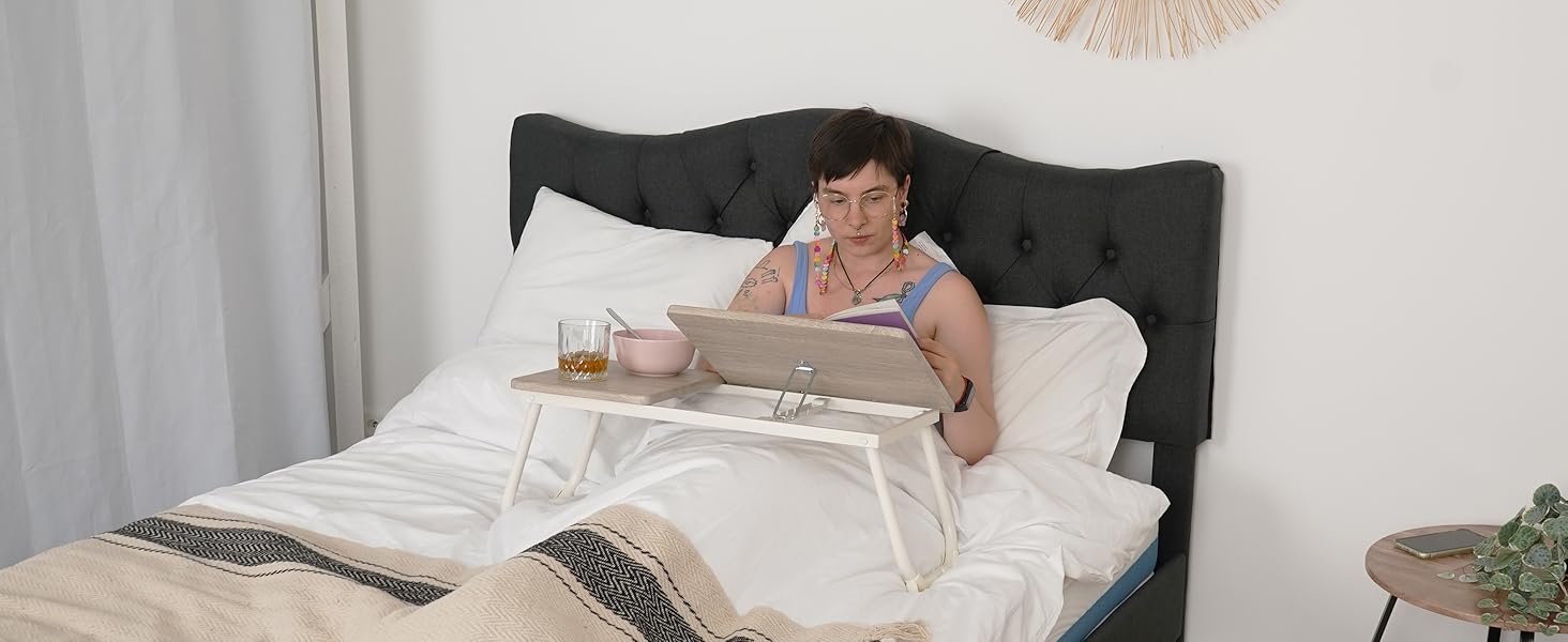 Столик для ліжка Cosy: регульований, зкладний, для ноутбука, читання, роботи. Білий