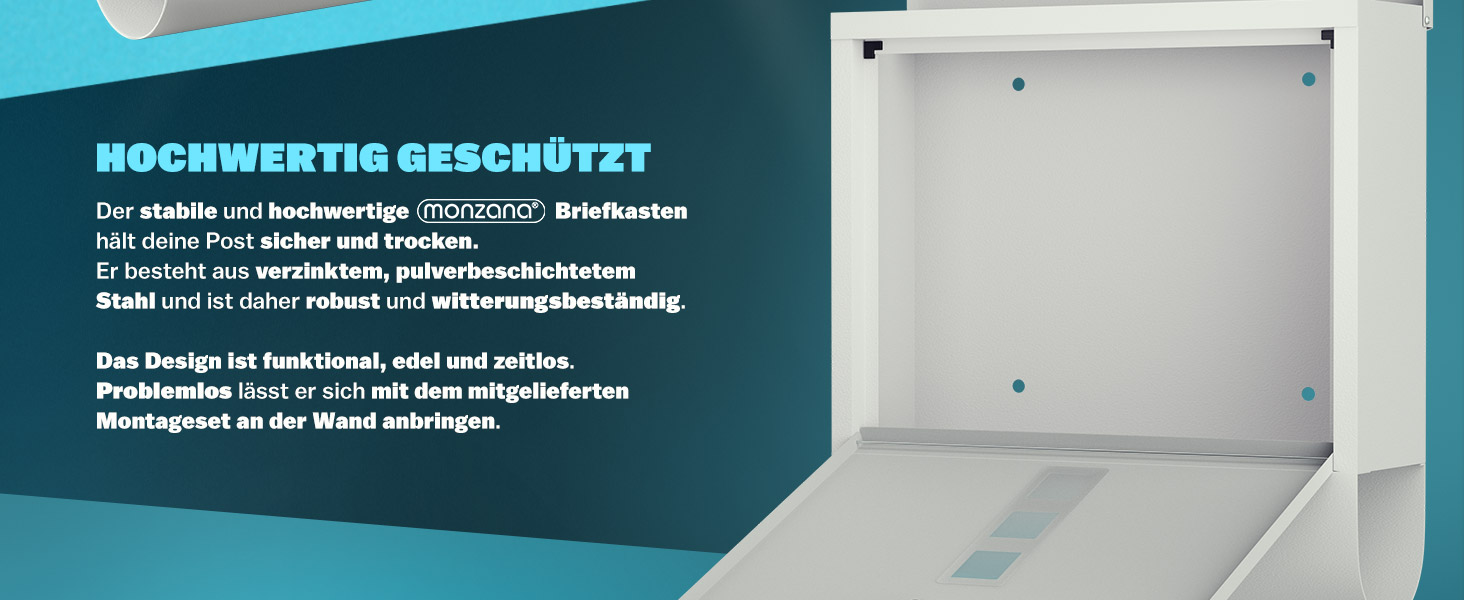 Поштовий ящик Monzana Kreuzschloss з мідним циліндром, поворотна кришка 31x10x34 см, вікно, табличка для імені, відділ для газет, сталь, 2 ключі, чорно-срібний (білий)