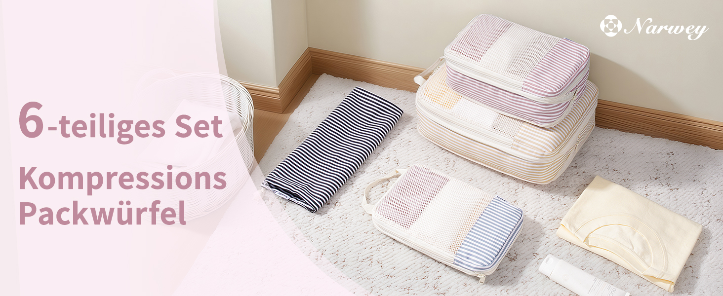 Набір органайзерів для валізи Narwey (6 шт.) - компресійні кубики для подорожей, рюкзаки, сумки-органайзери