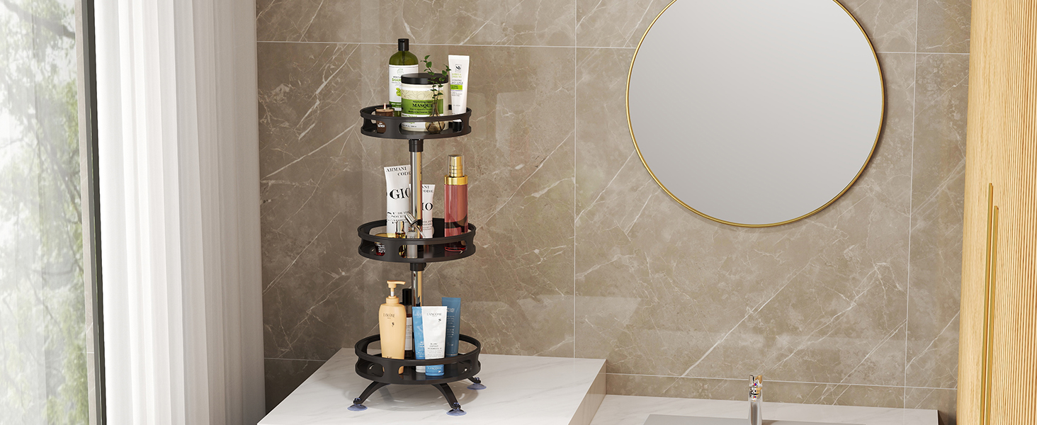 Організатор для спецій, поворотний на 360°, 3 яруси, з нержавіючої сталі, чорний