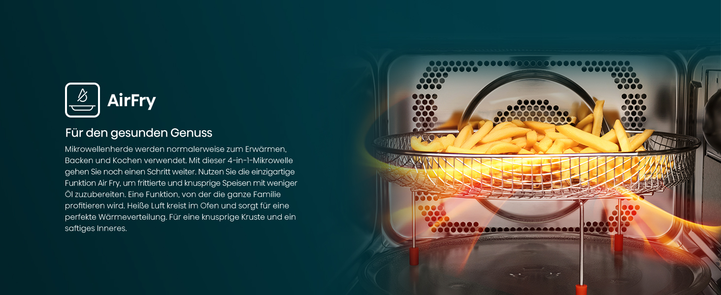 Мікрохвильова піч Hisense H23MOBS5HC 23 л, 900 Вт, AirFry, 4 в 1, чорна