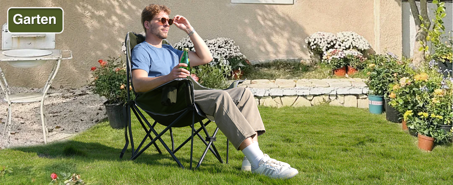 Великий складаний стул для кемпінгу RELAX FIELD, 227 кг, зелений