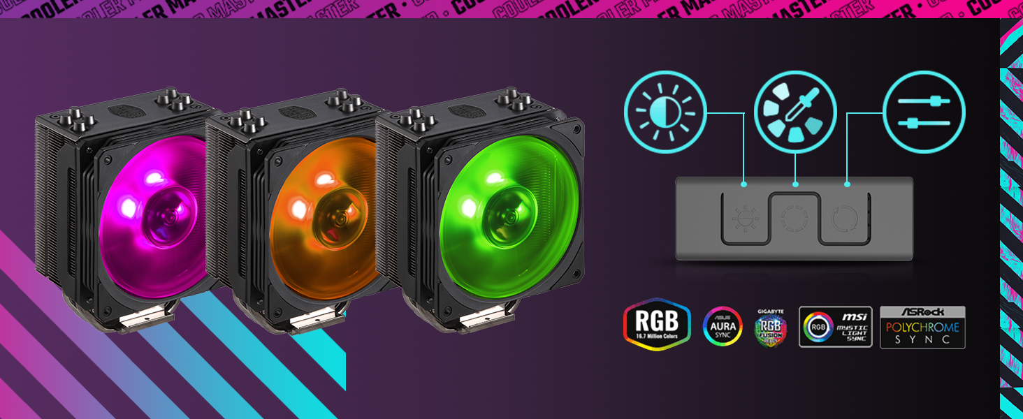 Кулер CPU Cooler Master Hyper 212 RGB Black Edition з підтримкою LGA1700, 4 теплові трубки, SF120R RGB вентилятор, чорний