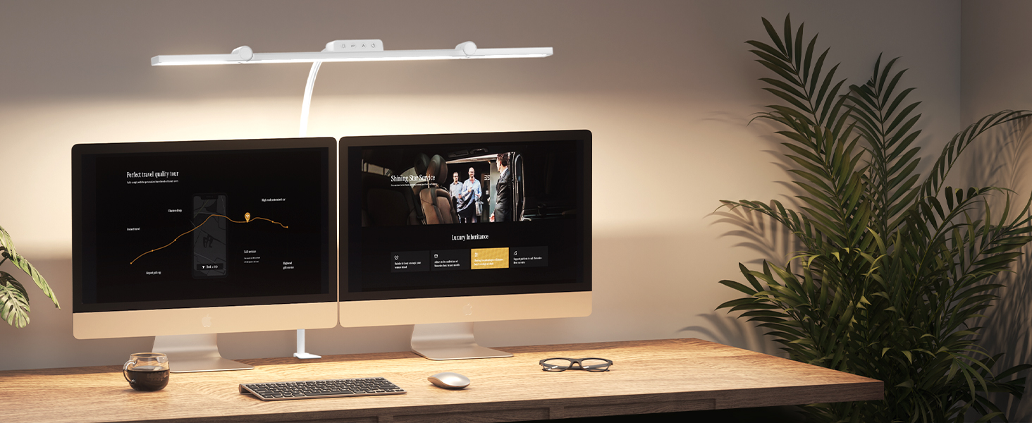 LED лампа настільна EppieBasic з кріпленням, 24W, 3 насадки, регулювання яскравості, для офісу та дому, 1200LM, захист очей, гнушкий шийний механізм, 4 режими температури кольору, таймер 30 хв