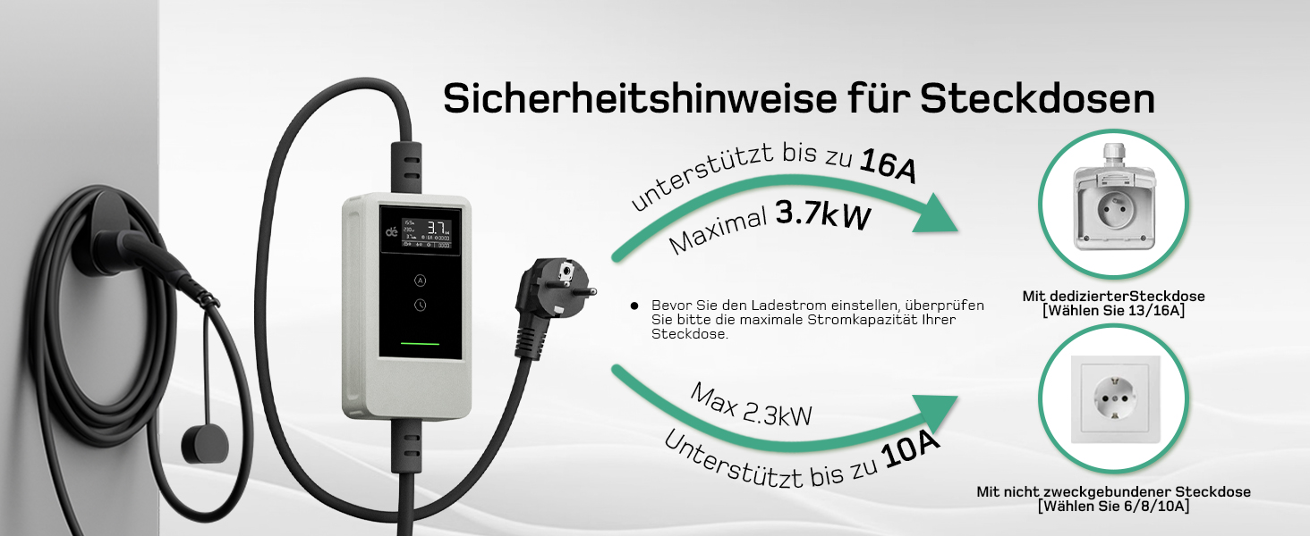 Кабель зарядки для електромобіля тип 2 Schuko 3,7kW (6-16A, 1-фазний) з LCD дисплеєм, 7м, для ID.3/4/5/7, Model Y/3, ENYAQ та інших PHEV/EV