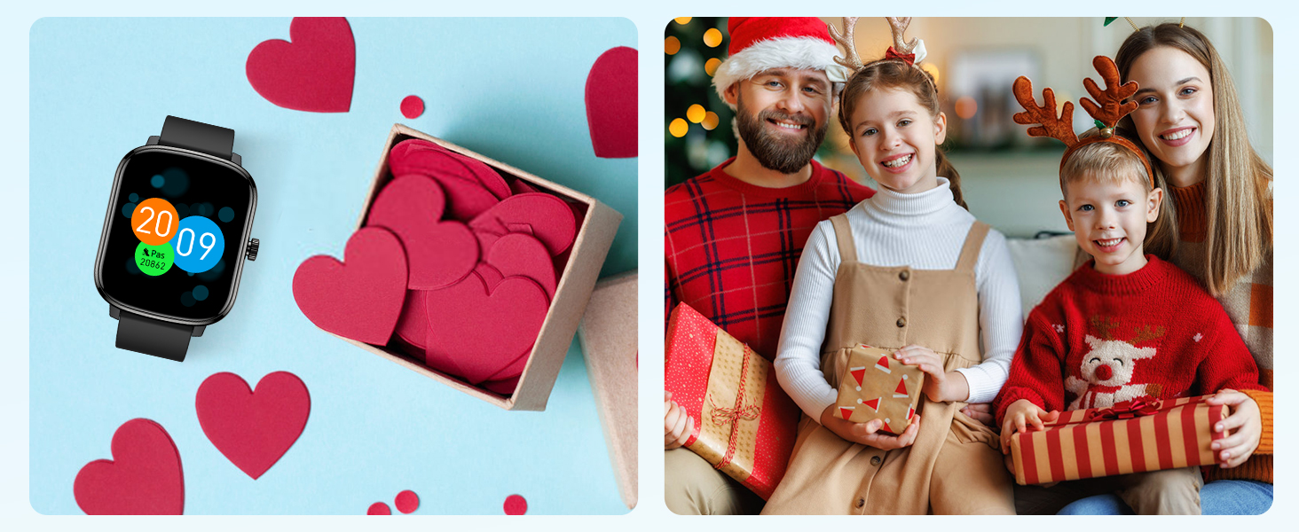 Смарт-годинник KALINCO для дітей та чоловіків, 1.69” з моніторингом серцевого ритму, сну, крокоміра та сповіщеннями про дзвінки/повідомлення. Чорний