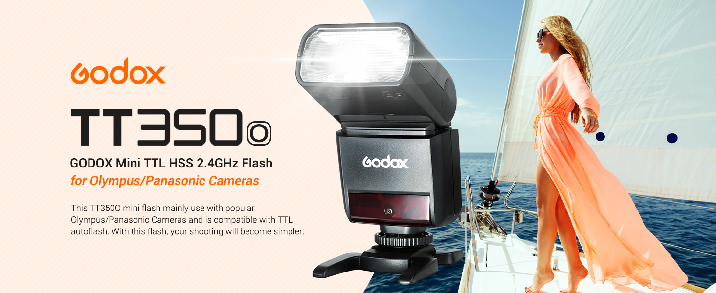 Спалах Godox TT350O для Canon - TTL, 2.4G, HSS 1/8000s, GN36, сумісний з 6D, 7D, 50D, 60D, 500D, 550D, 600D, 650D, 1000D, 1100D, 1DX, 580EX II, 5D Mark II III