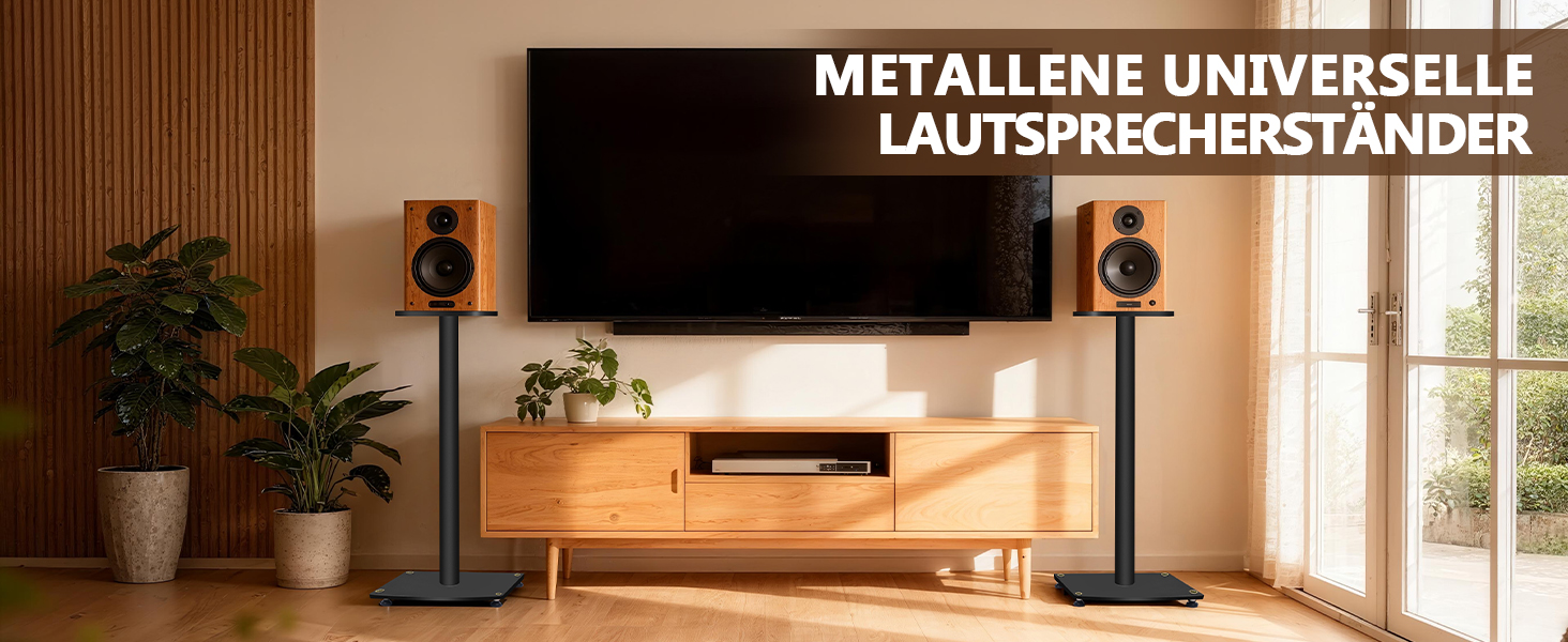 Підставка для акустики 65-85 см, регульована по висоті, дерев'яні підставки для сателітної акустики 4-10 дюймів, 20 кг вантажопідйомність, набір 2 шт. (Чорний - Метал)