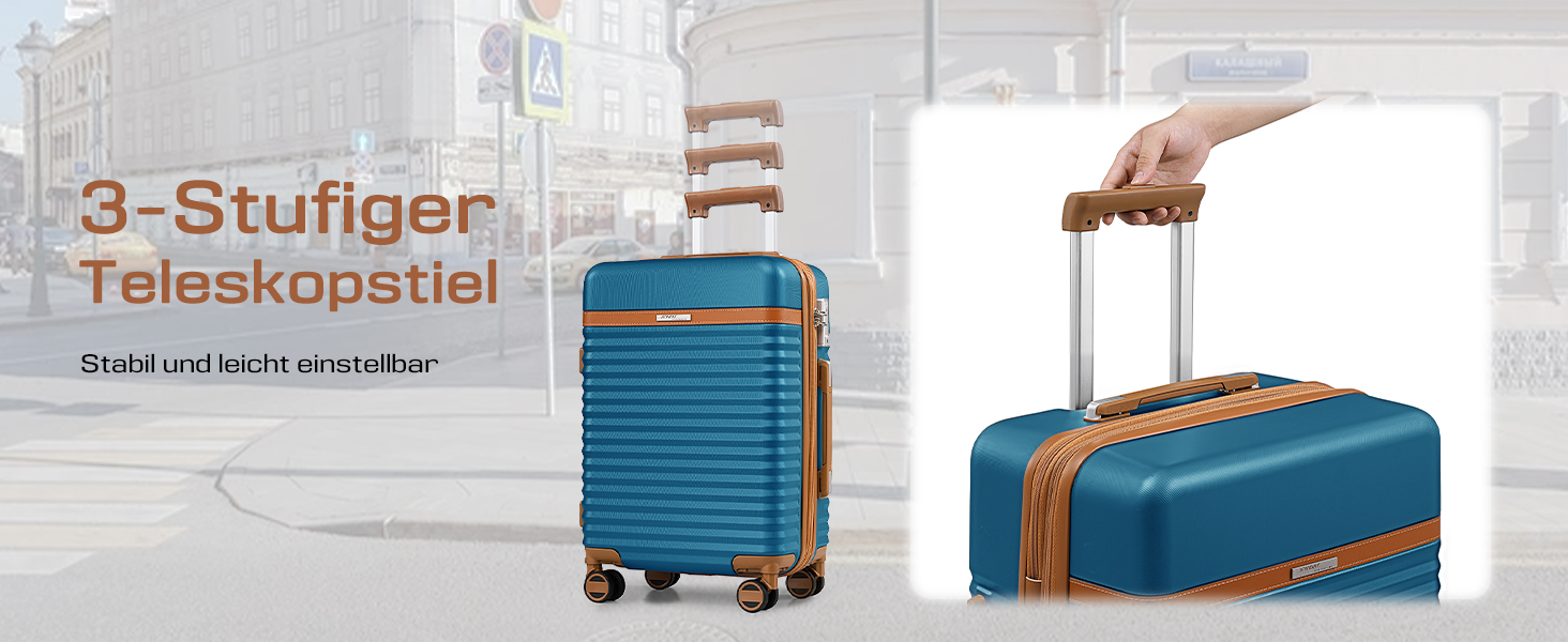 Чемодан Joyway ABS з розширенням, набір 3 шт. (55 см) з TSA-замком, білий (морський блакитний), включає сумку та кулькову косметичку