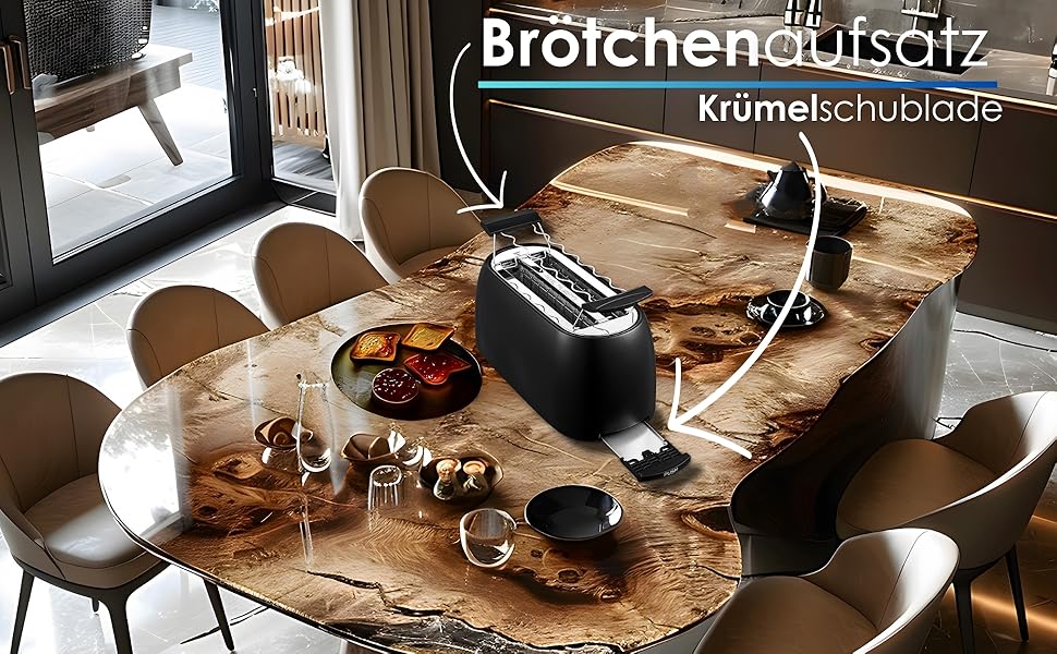 Тостер XXL з 4-ма відділеннями та підставою для бургерів | Чорний колір | Цифровий дисплей | Автоматичне вимкнення