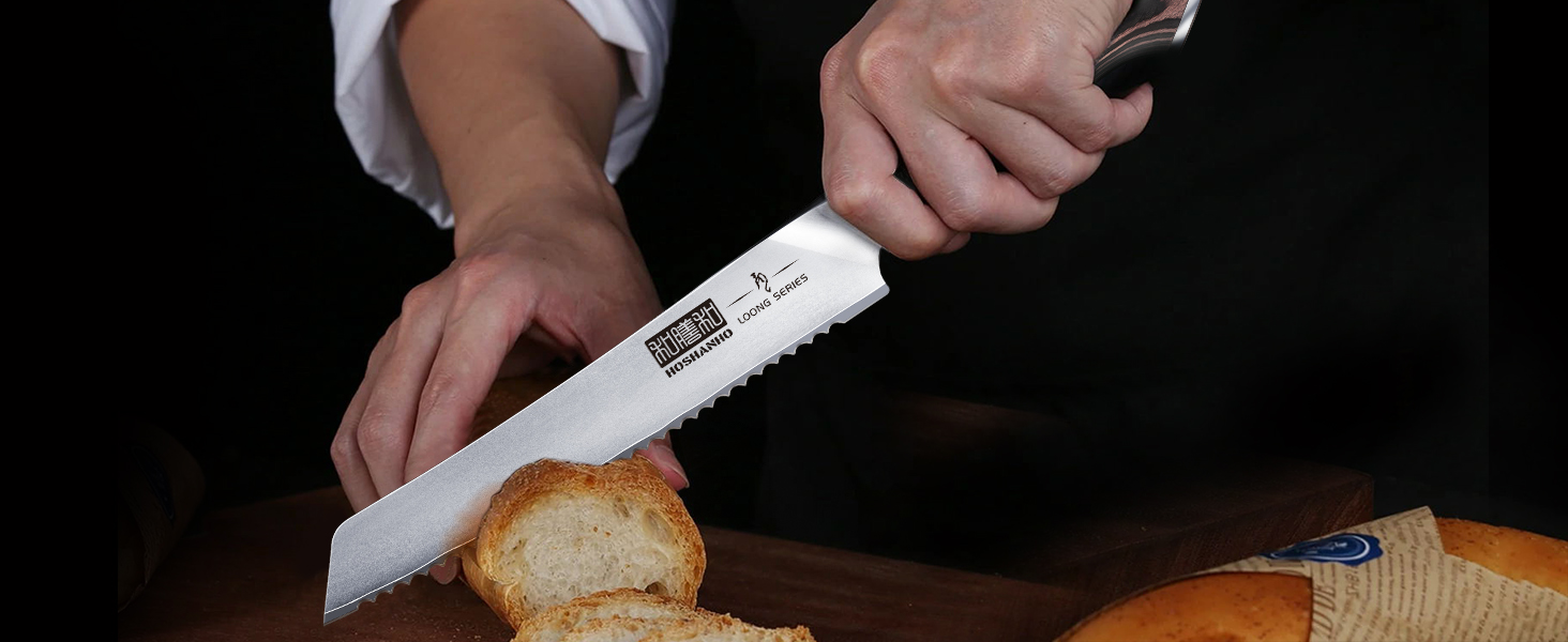 Набір кухонних ножів HOSHANHO 6 шт. з магнітним тримачем, професійний з вуглецевої сталі, ергономічні ручки