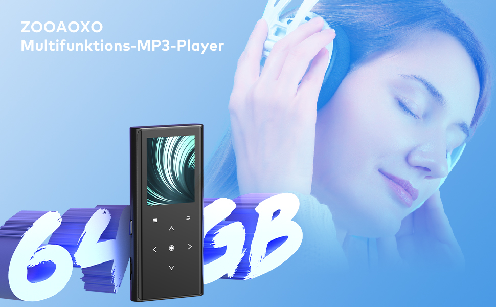 MP3-плеєр ZOOAOXO 64GB з Bluetooth 5.2, радіо, диктофоном та HiFi звуком
