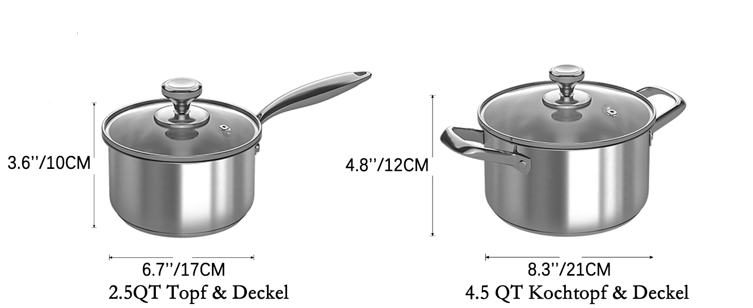 Набір каструль Induktion 12-частинний з нержавіючої сталі з тришасим дном, включає пароварку, 3 захисні диски для сковорідок та кухонне приладдя, безпечний у духовці до 250°C та придатний для миття в посудомийній машині, для всіх типів плит